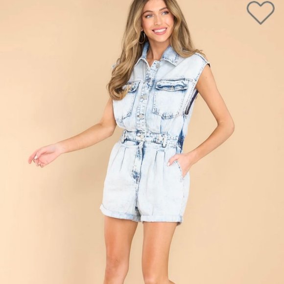 BLANK NYC ACID WASH DENIM ROMPER MED EUC - Picture 1 of 4